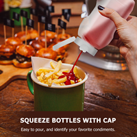 Bouteille souple en plastique de 360 ml (12 oz) pour condiments, ketchup, sauce BBQ, mayonnaise, avec bouchon à vis et valve en silicone, et embout applicateur
