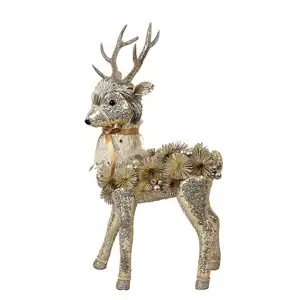 Toptan geyik süs PET tüp Glitter noel dekorasyon ren geyiği ev dekor için