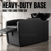 Fauteuil de lavage noir inclinable avec bac intégré pour salon de coiffure, unité de lavage des cheveux, vente en gros, mobilier pour salon de barbier