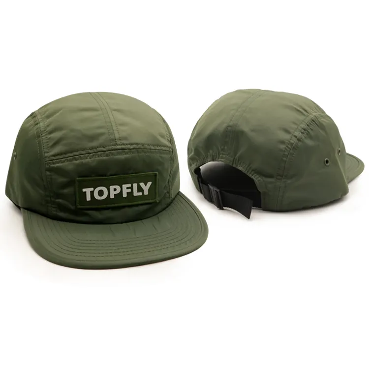Design your own waterproof nylon five panel camp cap and hat  lightweight 5 panel hat custom logo