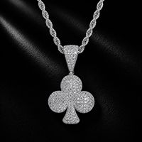 Collier pendentif Iced Out Club Suit en laiton doré avec zircone cubique pour homme, bijoux Hip Hop Streetwear