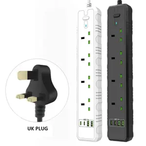 Hot Sale Surge Protector BC/UK/EU Plug Extension Cord Socket Power Strips Travel Universal Power Strip with 4 USB 4 AC Outlets