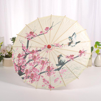 Parapluie chinois japonais en papier à l'huile, cm, pour danse, manche en bois, décoration artisanale de mariage