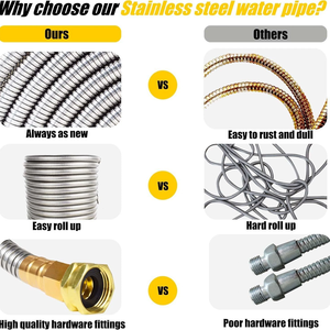 Nouveau produit en promotion : Tuyau d'arrosage de jardin flexible, extensible, en acier inoxydable, anti-corrosion et rétractable - Product Image 3