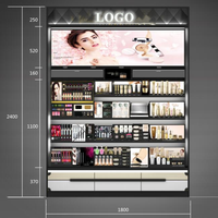 Présentoir élégant en bois noir mat pour magasin de maquillage, présentoir cosmétique pour magasin