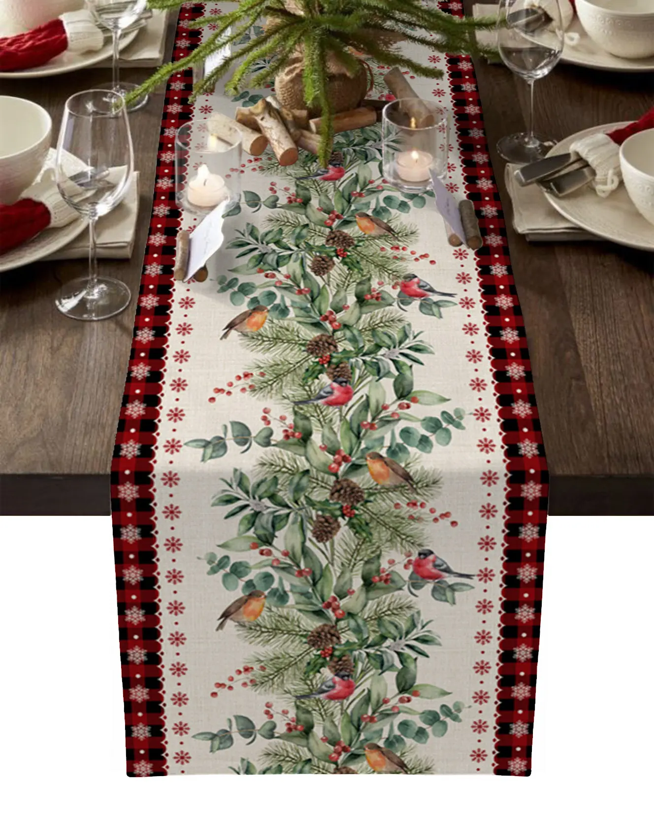 Weihnachten Tisch läufer Neujahr Party Dekor Home Red Plaid Esstisch Läufer und Tischset Set
