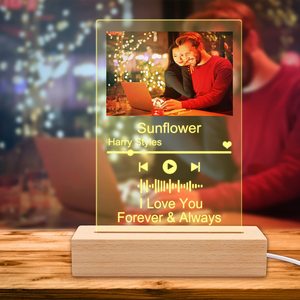 Plaque d'album musical personnalisée en acrylique avec cadre photo LED et base en bois pour <span class=keywords><strong>cadeau</strong></span> <span class=keywords><strong>Spotify</strong></span> - Product Image 3