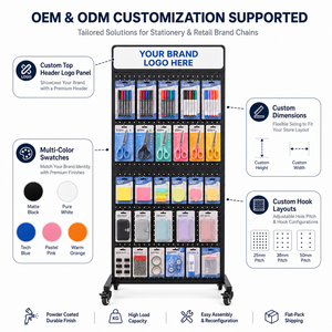 Expositor Comercial Metálico de Panel Perforado de Doble Cara con Ruedas Giratorias para Supermercados y Comercios Minoristas - Product Image 3