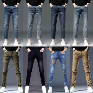 2026 nuovo Design da <span class=keywords><strong>uomo</strong></span> <span class=keywords><strong>Jeans</strong></span> dritti Vintage tinta unita in puro cotone Street Fashion strappato sottile elasticizzato buco <span class=keywords><strong>scuro</strong></span> in difficoltà - Product Image 6