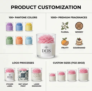Bougie parfumée artisanale de 14 oz en cire de soja dans un bocal en verre, style moderne, couleur et parfum personnalisés, logo gratuit, pour Diwali - Product Image 3