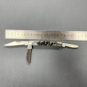 रेसिन हैंडल के साथ तेज और क्लिप प्वाइंट ब्लेड 2 ब्लेड एडc पॉकेट चाकू शिकार और मछली पकड़ने वाली विंटेज शैली ट्रेपर फोल्डिंग चाकू - Product Image 4