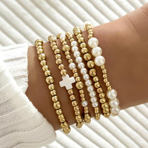 Edgy Punk CCB apilable de 6 piezas con dije de Cruz acrílica ajustable joyería de moda gótica regalo pulsera con cuentas para mujeres adolescentes - Product Image 4