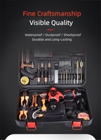 Kit d'outils électriques personnalisé OEM en gros, 117 pièces, perceuse à percussion au lithium, tournevis, 12V, acier au carbone, boîte à outils de réparation pour électricien domestique