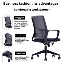 Chaise de bureau ergonomique pivotante en maille noire pour personnel et cadres, mobilier de conférence moderne en gros