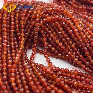 Cuentas facetadas redondas de ágata natural Hilo de cuentas de piedras preciosas de corte elegante de ágata roja - Product Image 5