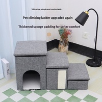 Lit pour chien et chat pliable antidérapant en tissu personnalisé, type échelle à trois niveaux avec rangement