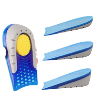 Semelles rehausseuses de talon en gel TPE respirant bleu mat pour soulagement de la douleur, en velours, pour augmenter la hauteur de 1,5 à 3,5 cm, toutes tailles