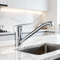 Robinet de cuisine à installation sur plan, design moderne, en alliage de zinc, avec noyau en céramique, idéal pour les cuisines d'hôtels et d'appartements