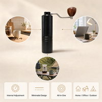 Moulin à café manuel tout-en-un OEM ODM avec réglage interne, meule à 6 étoiles, design minimaliste noir, portable pour la maison, le bureau et l'extérieur, vente en gros