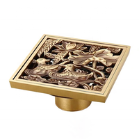 Grille de drain de sol rectangulaire en laiton de 4 pouces, style antique européen, anti-odeur, pour salle de bain, douche, hôtels
