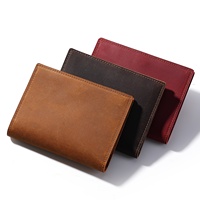 Porte-passeport en cuir Crazy Horse, fermeture à bouton-pression, plusieurs emplacements pour cartes, portefeuille de voyage, rangement pour billets et argent liquide pour hommes