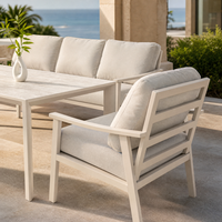 Conjunto de Sofás de Jardín de Aluminio de Formato Ancho para Patio Trasero Multizona, Ideal para Diseño Asimétrico y Flexible