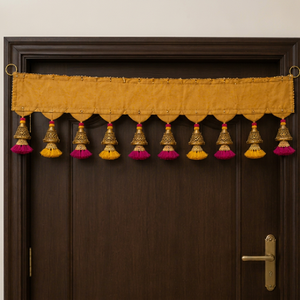 Traditional Handmade Multicolor Toran Door Hanging with Gold Tassels Embroidery Indian Festive <b>Home</b> Decor Decoration Art - Product Image 3