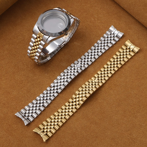 Bracelet de montre intelligente en acier inoxydable 304 respirant, bicolore argent et or rose, avec maillons solides à vis, 13/17/20/21 mm - Product Image 6