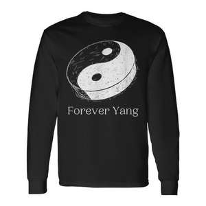 T-shirt a maniche lunghe Daoist Forever Yang Yin Yang Design Nero Unisex Taglia adulto - Product Image 2