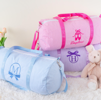 Sac de voyage pliable promotionnel personnalisé pour enfants, motif rayé Seersucker, idéal pour la danse et les week-ends