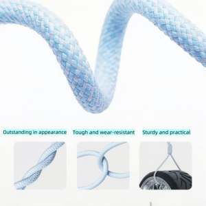 NIEUWE AWELL 2m Nylon Type-C naar C Hoge-snelheid Snelladen 10A Snellader Gegevens Kabel voor <span class=keywords><strong>Android</strong></span> Telefoons - Product Image 2