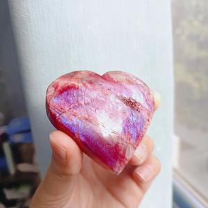 Cristal de Piedra Lunar Roja Natural al por Mayor, Artesanía de Cristal, Corazón de Cristal para Decoración del Hogar, Colección, Regalos - Product Image 3