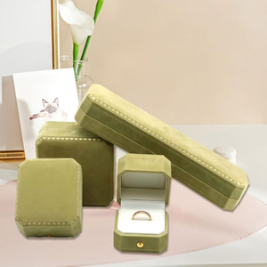 High End Modern Square Octagonal Paper Velvet Jewelry Packaging Box Christmas Tree Lace Design for Rings Necklaces <b>Earrings</b> Long - Product Image 2