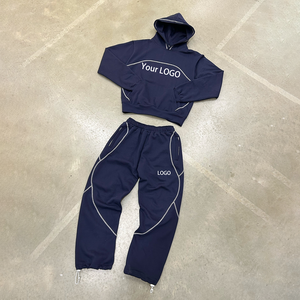 Combinaison de sport à capuche personnalisée pour hommes 100% coton ourlet cacahuète <span class=keywords><strong>pantalon</strong></span> droit boucle de laine française survêtement imprimé style décontracté tricoté - Product Image 1