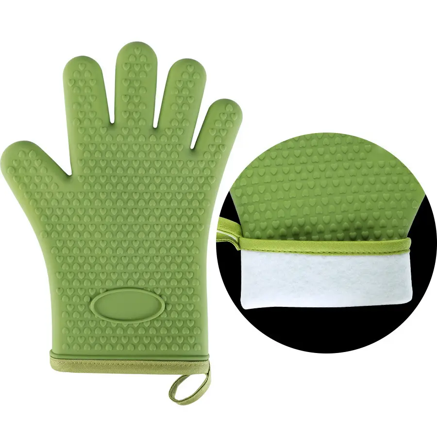 Silicone and Cotton Double-Layer Heat Resistant Oven Mitts BBQ Grill Gloves Perfect for Baking Silicone Oven Gloves