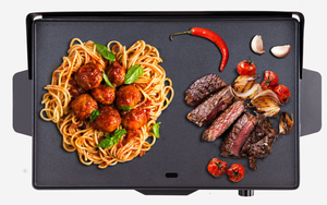 Plaque chauffante électrique antiadhésive en aluminium moulé sous pression réversible Grille à dessus plat, hamburger, œufs, plaque chauffante à crêpes Bouclier d'huile amovible - Product Image 3