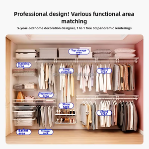Vendita Diretta di Fabbrica, Unità di <span class=keywords><strong>Scaffalatura</strong></span> per <span class=keywords><strong>Armadio</strong></span> Personalizzata, Ante in MDF, Funzione Appendiabiti, Design Salvaspazio in Rete Metallica per Uso Domestico - Product Image 6