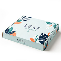 Boîte en carton ondulé personnalisée certifiée FSC, motif feuille tropicale vert menthe, impression couleur intégrale, pour envoi de plantes, boîte en papier.