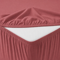Ensemble de draps de lit en polyester couleur rose poussiéreuse, 4 pièces, drap-housse en microfibre douce, drap plat, 2 taies d'oreiller, literie toutes saisons