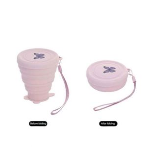 Cute Silicone Collapsible Water Bottle With Rope For Travel Hiking Reusable Blue Butterfly Design - Product Image 4