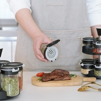 Étagère à épices rotative à 2 niveaux en acier inoxydable, organisateur de condiments tournant à 360°, carrousel à condiments, bocaux en verre pour armoire de cuisine