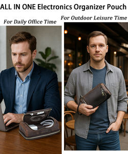 Bolsa Organizadora de Viaje de Cuero Vintage Unisex, con Múltiples Compartimentos con Cierre, para Accesorios Electrónicos, para Viajes, Uso Diario y Regalos - Product Image 5