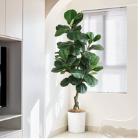 Plante artificielle réaliste en plastique de grande taille, Ficus lyrata, pour décoration intérieure d'hôtels et restaurants, plante verte en pot