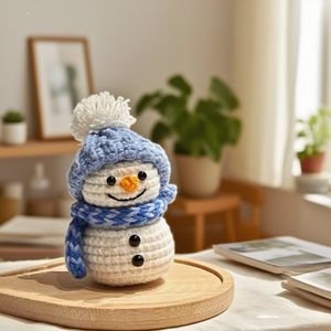 Adorabile Pupazzo di Neve in Maglia, Charm in Morbido Filato Acrilico, Accessorio Fatto <span class=keywords><strong>a</strong></span> Mano, Decorazione Carina per Tuta e Regalo, Bambola all'Uncinetto Finita - Product Image 4