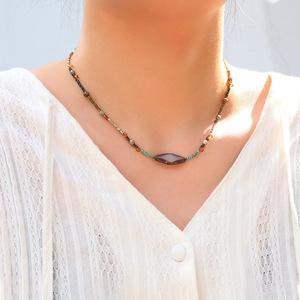 18K chapado en oro Y2K Piedra Natural Boho <span class=keywords><strong>Picasso</strong></span> Miyuki semilla Miyuki gargantilla Collar para mujer - Product Image 1