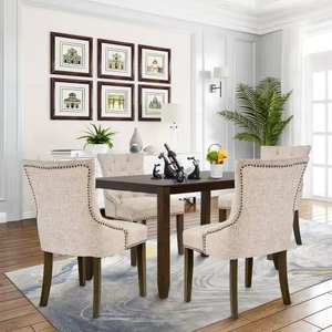 Luxury Comfortable Hotel Restaurant <b>Chair</b> Solid Wood Legs <b>Upholstered</b> Kitchen Dining <b>Chairs</b> - Product Image 3