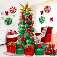 Kit d'arche de guirlande de ballons en aluminium Joyeux Noël, Père Noël, bonbons rouges et verts, ballons en latex, décorations et fournitures de fête