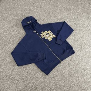 <span class=keywords><strong>Felpa</strong></span> con Cappuccio DER da <span class=keywords><strong>Uomo</strong></span>, Grafica Ricamata Pesante, Blu <span class=keywords><strong>Oversize</strong></span>, con Zip, Pullover DERSCHUTZE - Product Image 1