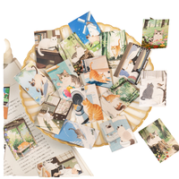 50 pcs/pack mignon Mini chat motif papier autocollants haricot livre miaou planète fond décoratif Collage