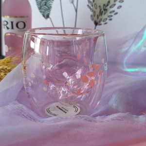 Copos de Vidro Borossilicato Resistentes ao Calor com Design Criativo em Forma de Pata de Gato Rosa, Copo de Leite, Suco e Cerveja em Estilo Cartoon - Product Image 3